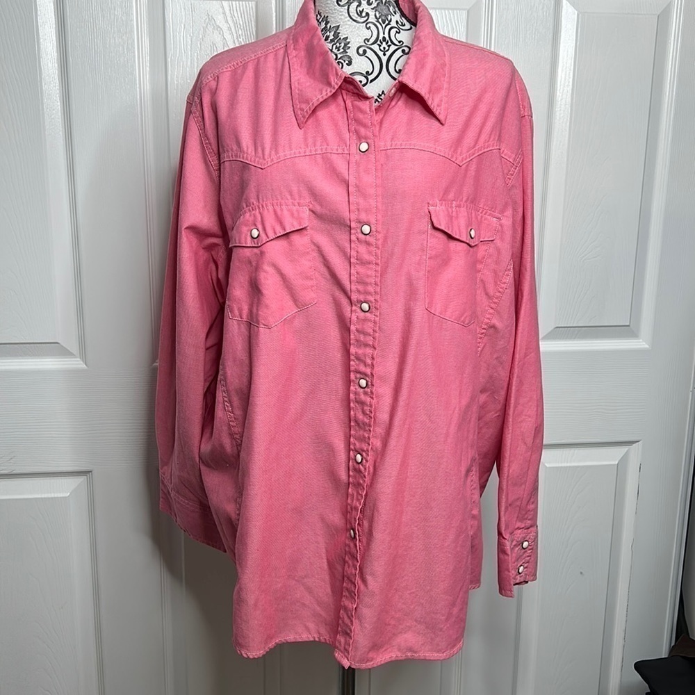 C.E. Schmidt Workwear Light Pink Pearl Snap Button Down 3X‎